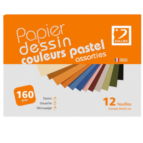 POCH ETTE DB COULEURS PASTELS 24X32 160G 12F